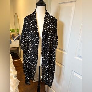 Indigo Black Polka Dot Scarf Lightweight Sheer Wrap